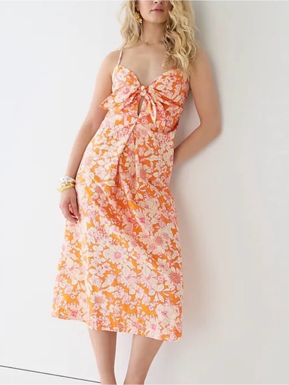 J. Crew Floral Tie-Front Open Back Midi Dress